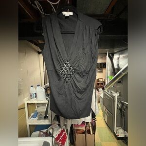 August Silk Black Top with Shimmer Size Large